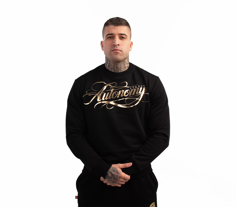 BLUZA BEZ KAPTURA STREET AUTONOMY MILS BLACK/GOLD - obrazek 3